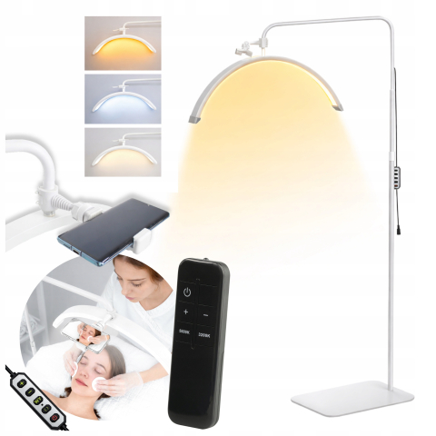 Lampa cosmetica tip semiluna, LED, 40 W, 2500 lm, 320 LED-uri, inaltime reglabila 139-184 cm, lumina calda/rece/neutra, alb [11]