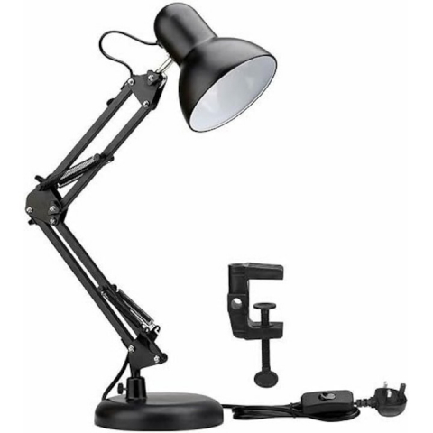 Iluminat LED - Lampa de birou ajustabila, E27, 40W, suport negru, clema de prindere inclusa