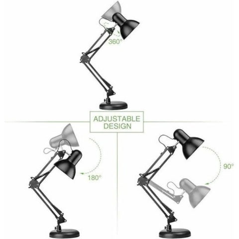 Lampa de birou ajustabila, E27, 40W, suport negru, clema de prindere inclusa [1]
