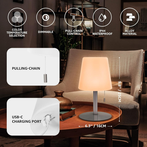 Lampa de masa RGB cu incarcare USB-C, 5 moduri de iluminare, control tactil si baterie reincarcabila [2]