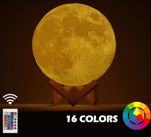 Lampa de veghe multicolor 13 cm in forma de Luna 3D, 16 culori LED [6]