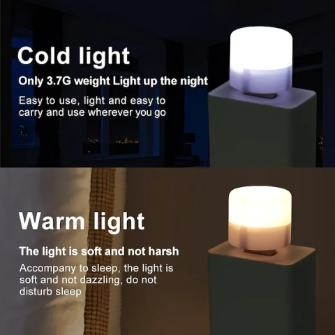 Lampa de veghe USB LED compacta, lumina ambientala discreta, consum redus, design minimalist, portabila, alb [1]