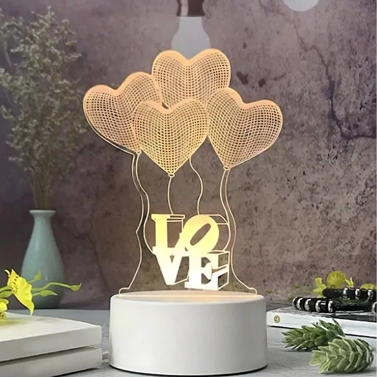 Lampa decorativa LED alb cald 17 x 11.3 cm, model LOVE cu baloane inimioara, baza 9.5 cm [9]