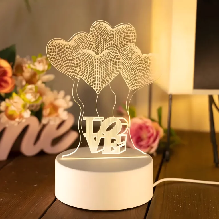 Lampa decorativa LED alb cald 17 x 11.3 cm, model LOVE cu baloane inimioara, baza 9.5 cm [4]