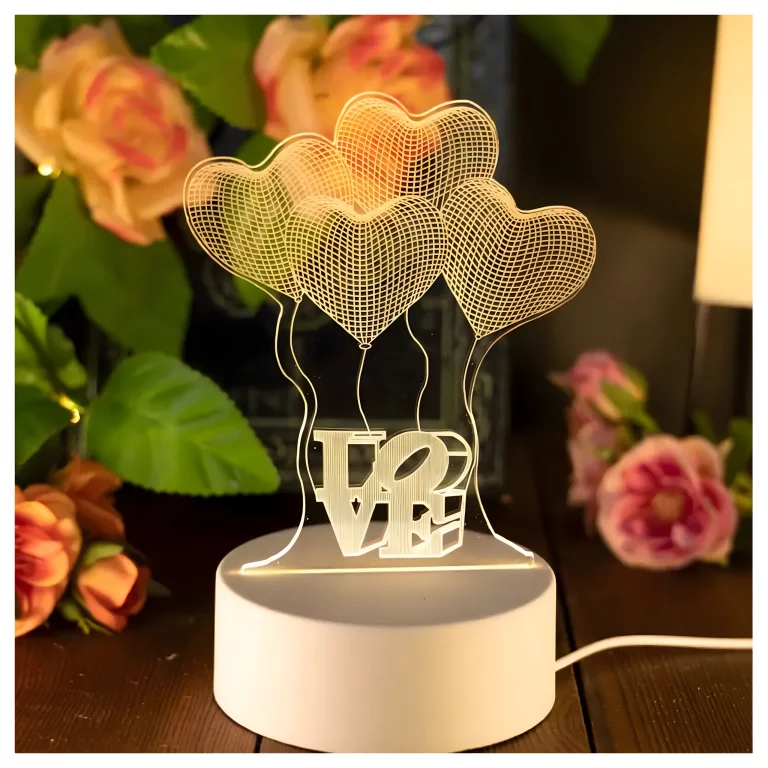 Lampa decorativa LED alb cald 17 x 11.3 cm, model LOVE cu baloane inimioara, baza 9.5 cm [10]