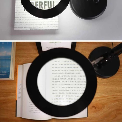 Lampa LED cu lupa, suport prindere, 12 W, marire 10 x, lumina calda/rece/neutra, 3000-6000K, reglare intensitate, negru [11]