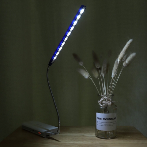 Lampa LED USB flexibila albastra pentru birou si laptop, 10 LED-uri, lumina alba 6000K, reglabila 46 cm [4]