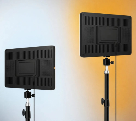 Lampa LED video neagra, 1 panou, temperatura culoare 2500K-8500K, CRI 95+ [1]