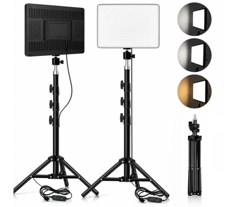 Lampa LED video neagra, 1 panou, temperatura culoare 2500K-8500K, CRI 95+ [3]