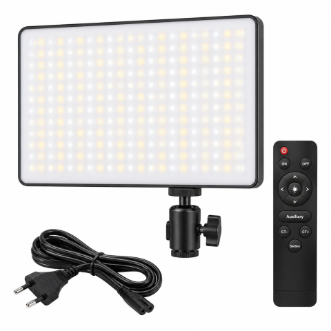 Iluminat LED - Lampa LED video neagra, 1 panou, temperatura culoare 2500K-8500K, CRI 95+
