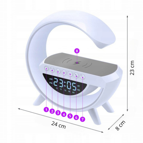 Lampa moderna, multifunctionala, redare muzica prin Bluetooth, USB si card, boxa 5w, iluminare RGB, radio si incarcare wireless 15w [2]