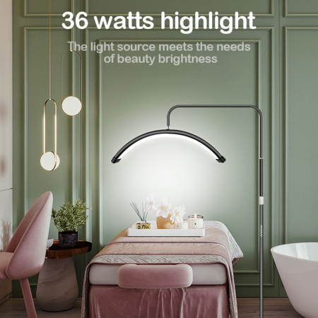 Lampa cosmetica profesionala Semiluna 238 LED,inaltime maxima 180 cm,cu suport de telefon - Negru [2]