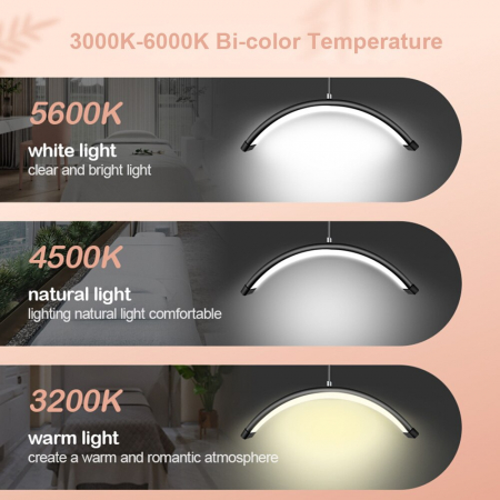 Lampa cosmetica profesionala Semiluna 238 LED,inaltime maxima 180 cm,cu suport de telefon - Negru [3]
