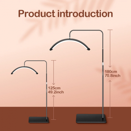 Lampa cosmetica profesionala Semiluna 238 LED,inaltime maxima 180 cm,cu suport de telefon - Negru [4]
