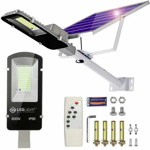 Iluminat LED - Lampa solara 102 LED cu panou, telecomanda control, rezistenta la apa, IP66, putere 600W