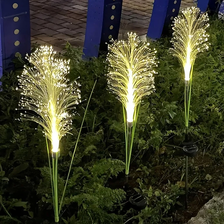 Set 2 x Lampa solara decorativa gradina, verde, 85 x 12 cm, lumina calda, fibra optica [1]