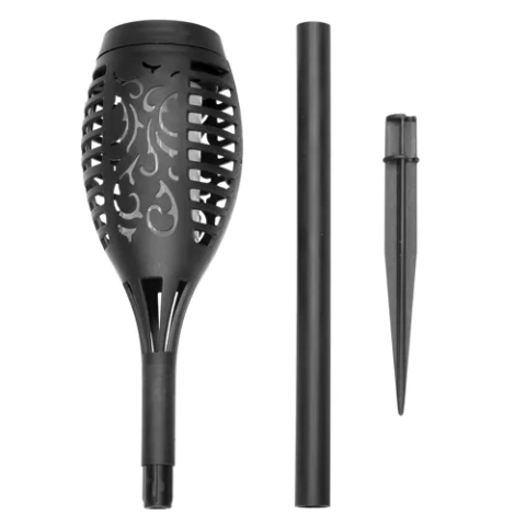 Lampa solara decorativa pentru gradina si terasa, iluminare LED cu lumina calda, efect flacara, rezistenta la apa, 7 x 51 cm, negru [2]