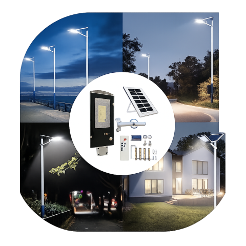 Lampa solara stradala 300W, 299 LED-uri, panou solar separat, telecomanda, stalp de montaj, iluminare exterior pentru curte, gradina, alei si parcari [3]