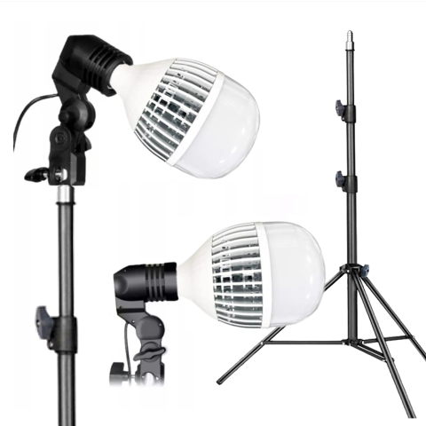 ECHIPAMENTE FOTO - Lampa studio LED E27 150W cu trepied profesional reglabil 200 cm, suport pliabil pentru content creation, social media si video