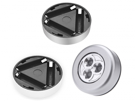 Lampa universala autoadeziva cu 3 LED-uri, utilizare baterii de tip AAA - Argintiu [5]