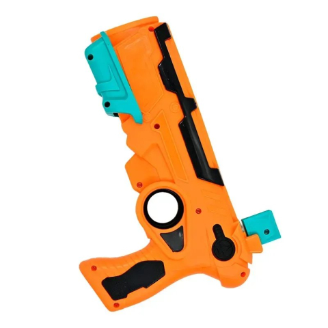Lansator avioane portocaliu 25 x 6 x 18 cm, pistol jucarie cu 4 avioane EPP, sistem mecanic de lansare, fara baterii, pentru copii 3+ ani, joc activ de precizie si indemanare [2]