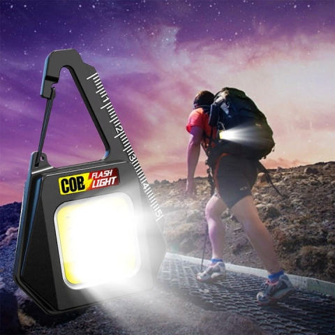 Lanterna breloc multifunctionala 30 LED COB, 500 lm, incarcare Type-C, 3 moduri lumina, baza magnetica, waterproof, negru [1]