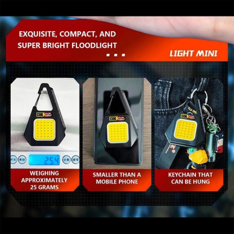 Lanterna breloc multifunctionala 30 LED COB, 500 lm, incarcare Type-C, 3 moduri lumina, baza magnetica, waterproof, negru [2]