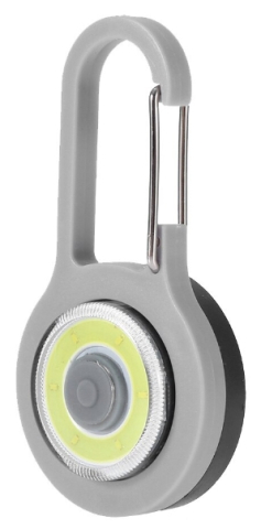 Lanterna carabiniera LED multifunctionala pentru rucsac, bicicleta sau zgarda, iluminare alba, gri 8x4 cm [1]