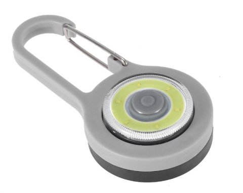 Lanterna carabiniera LED multifunctionala pentru rucsac, bicicleta sau zgarda, iluminare alba, gri 8x4 cm [3]