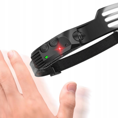 Lanterna frontala cu acumulator intern, 3 benzi LED COB, senzor de miscare, 5 moduri de iluminare, 800 lm, 1200 mAh, reincarcabila USB Type-C, IPX4 [12]