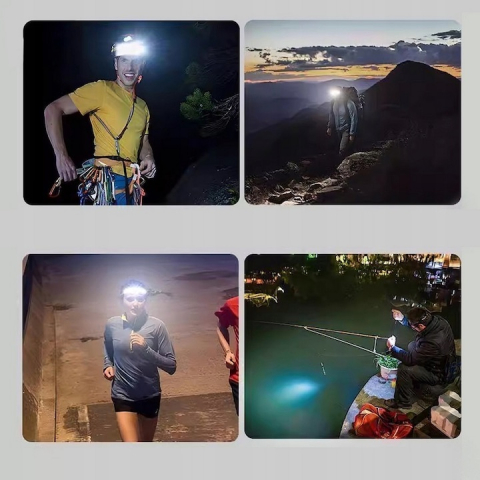 Lanterna frontala cu acumulator intern, 3 benzi LED COB, senzor de miscare, 5 moduri de iluminare, 800 lm, 1200 mAh, reincarcabila USB Type-C, IPX4 [7]