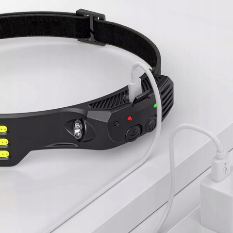 Lanterna frontala cu acumulator intern, 3 benzi LED COB, senzor de miscare, 5 moduri de iluminare, 800 lm, 1200 mAh, reincarcabila USB Type-C, IPX4 [2]