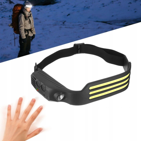 Lanterna frontala cu acumulator intern, 3 benzi LED COB, senzor de miscare, 5 moduri de iluminare, 800 lm, 1200 mAh, reincarcabila USB Type-C, IPX4 [9]