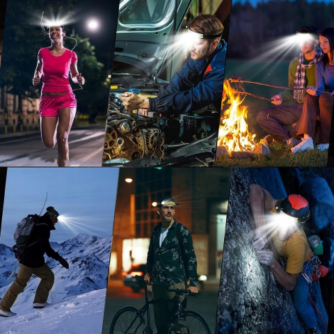 Lanterna frontala cu acumulator intern, 3 benzi LED COB, senzor de miscare, 5 moduri de iluminare, 800 lm, 1200 mAh, reincarcabila USB Type-C, IPX4 [10]