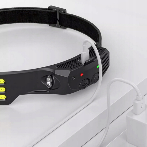 Lanterna frontala cu acumulator intern, 3 benzi LED COB, senzor de miscare, 5 moduri de iluminare, 800 lm, 1200 mAh, reincarcabila USB Type-C, IPX4 [11]