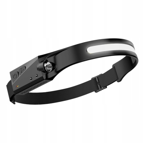 Lanterna frontala reincarcabila USB Type-C, LED COB, senzor de miscare, 6 moduri de iluminare, 350 lm, raza 50 m², rezistenta la socuri si apa, banda reglabila – performanta si confort in orice situat [11]