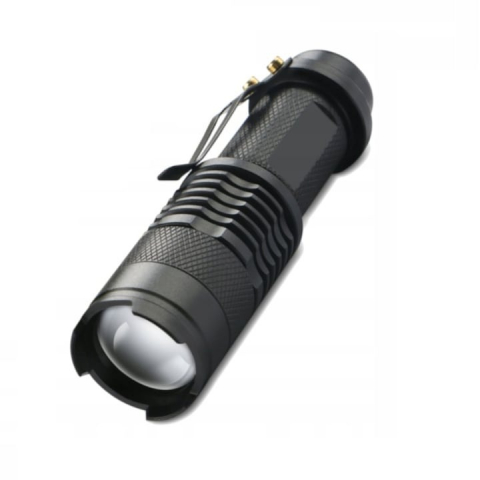 Lanterne pescuit - Lanterna tactica de buzunar, carcasa din aluminiu, textura anti-alunecare, 3 moduri de iluminare, negru