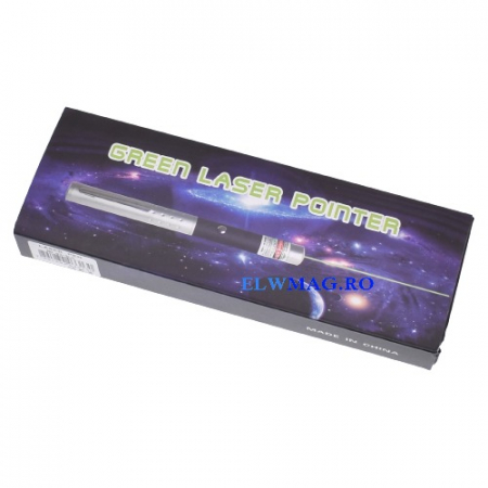 Laser pointer verde cu 5 capete,baterii incluse + cutie depozitare [2]