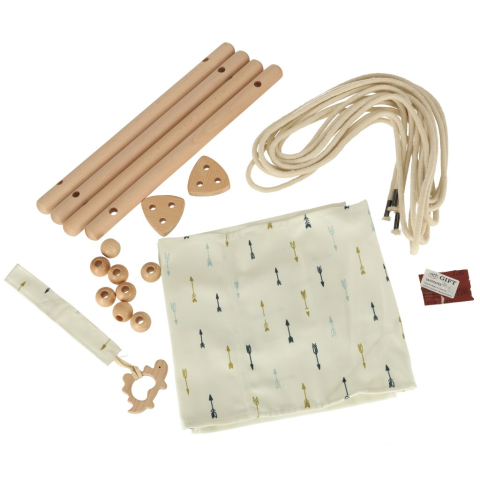 Leagan din lemn, pentru copii, bumbac, usor de montat, bej/alb [10]