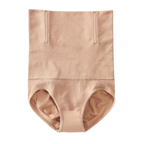 Lenjerie modelatoare talie inalta compresie abdomen si efect lifting posterior, fara cusaturi, bej, marime M/L