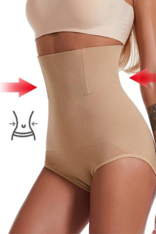 Lenjerie modelatoare talie inalta compresie abdomen si efect lifting posterior, fara cusaturi, bej, marime M/L [9]