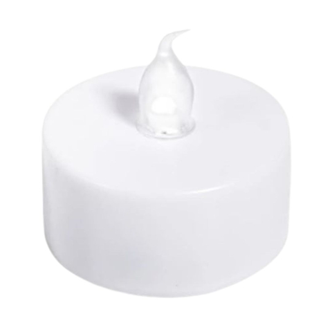 CASA & GRADINA - Lumanare decorativa LED alba 3.7 x 3.8 cm, lumina galbena, flacara din plastic transparent, 3 baterii AG4 incluse, pentru masa, casa si evenimente