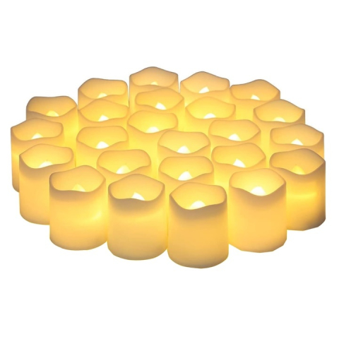 Lumanare decorativa LED ivoire 3.9 x 3.6 cm, iluminare galbena tip flacara, 2 baterii LR1130 AG10 incluse, pentru ambient interior, masa si sarbatori [7]