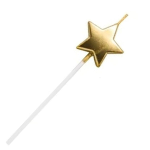 PAPETARIE & BIROTICA - Lumanare ornamentala pentru tort, forma steluta stralucitoare, cu betisor pentru fixare, 11 x 3.2 cm, auriu