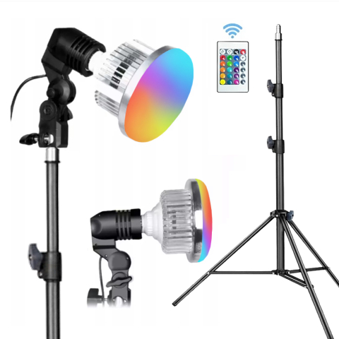 Trepiezi - Lumina cu trepied pentru Studio, LED RGB 45w, telecomanda, Aluminiu, lumina profesionala pentru foto, video si streaming