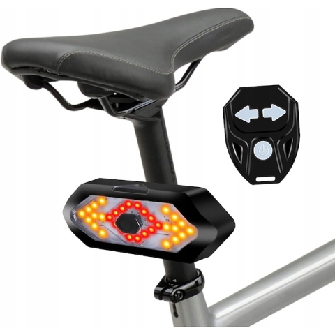 Lumina spate bicicleta cu semnalizare, IPX4, reincarcabila USB, 5 moduri de iluminare, telecomanda pe ghidon, 900 mAh, 9.4 x 3.3 cm, neagra – siguranta maxima si vizibilitate in orice conditii [2]