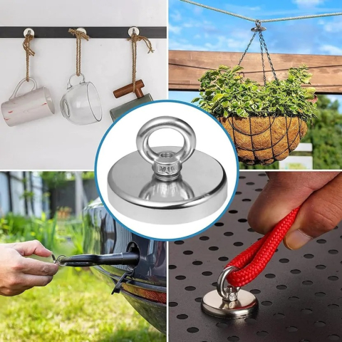 Magnet pentru pescuit, neodim, diametru 90 mm, forta de tractiune 350 kg [4]