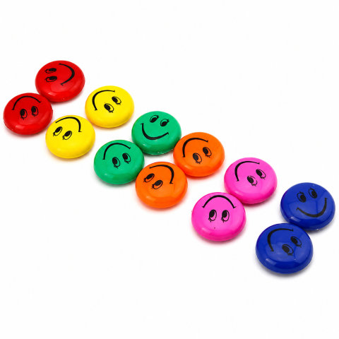 Magneti multicolor 2.8 x 0.9 cm, set 10 buc, magneti rotunzi cu emoticoane, pentru frigider, tabla magnetica, organizare si activitati creative [5]