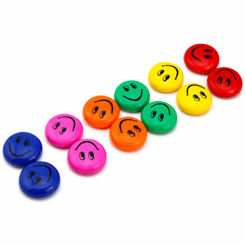 CASA & GRADINA - Magneti multicolor 2.8 x 0.9 cm, set 10 buc, magneti rotunzi cu emoticoane, pentru frigider, tabla magnetica, organizare si activitati creative