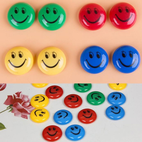 Magneti multicolor 2.8 x 0.9 cm, set 10 buc, magneti rotunzi cu emoticoane, pentru frigider, tabla magnetica, organizare si activitati creative [2]